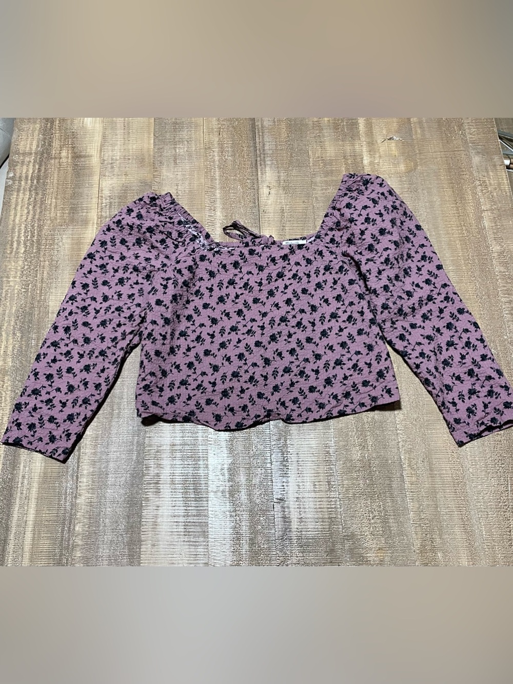 Madewell Floral Puff-Sleeve Square-Neck Crop Top